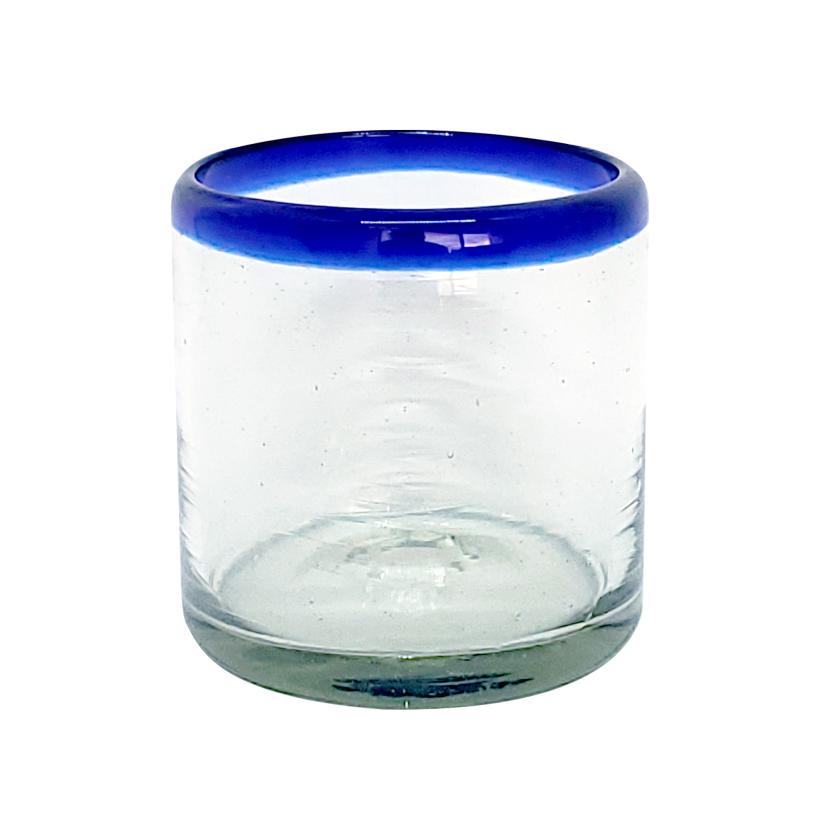Ofertas / Juego de 6 vasos roca con borde azul cobalto / stos artesanales vasos le darn un toque clsico a su bebida favorita en las rocas.